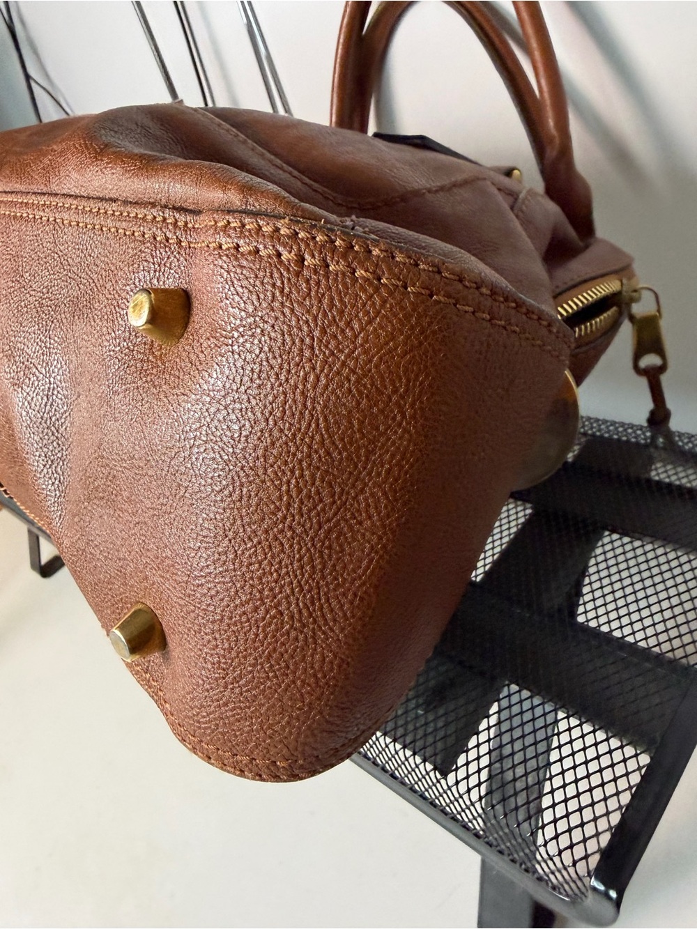 Chloé Georgia Dome Bag Cognac Brown Leather Shoulder Tote - Picture 7 of 16